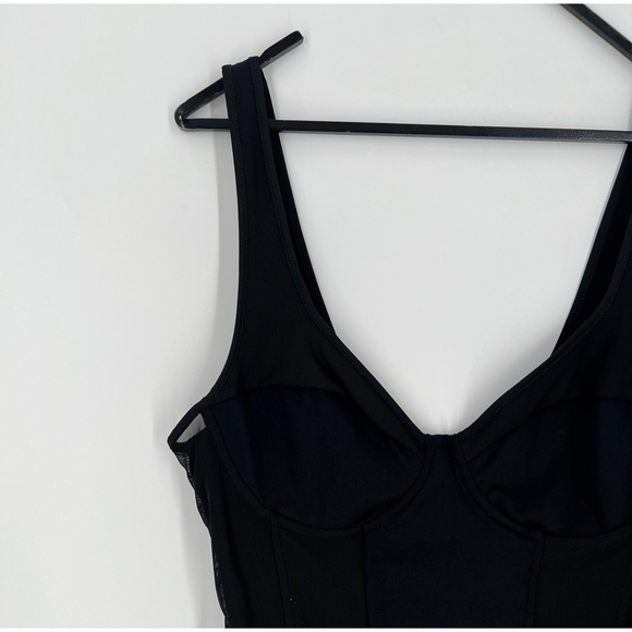 Zara Corset Combination Mesh Black Mini Dress - Picture 4 of 7
